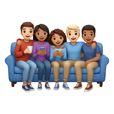 group of friends on couch having fun sticker
