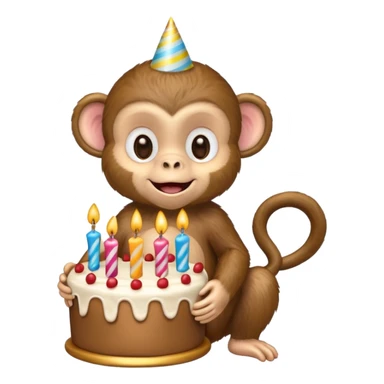 happy baby monkey with birthday cake sticker