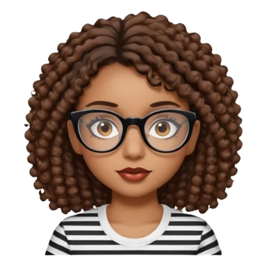 I want to describe me. I am a girl with brown hair amd curly hair. I have brown eyes and black glasses and long lashes with mascara. My lips are medium and my nose as well. I wear a white T-shirt  with black stripes sticker