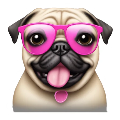 Pug wearing pink sunglasses  sticker