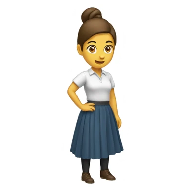 Bird's eye view of a woman wearing skirt picking up something from the floor facing backwards sticker