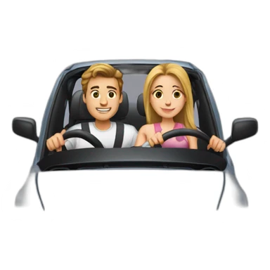 boyfriend driving and girlfriend in car  sticker