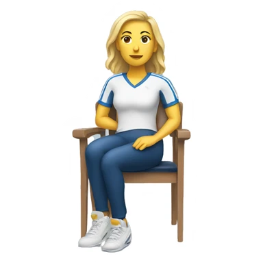 white woman in sport sitting down on a chair  sticker