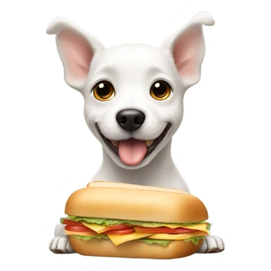 Small white dog begging for a sandwich  sticker