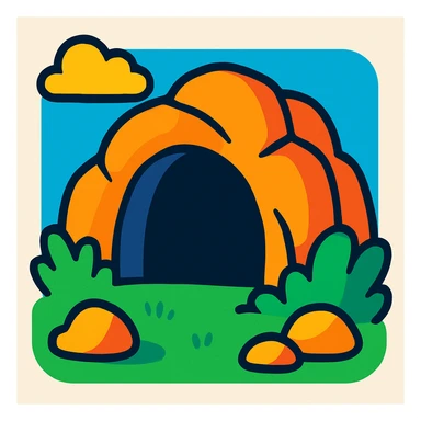 vibrant cartoon style cave emoji with vivid colors sticker