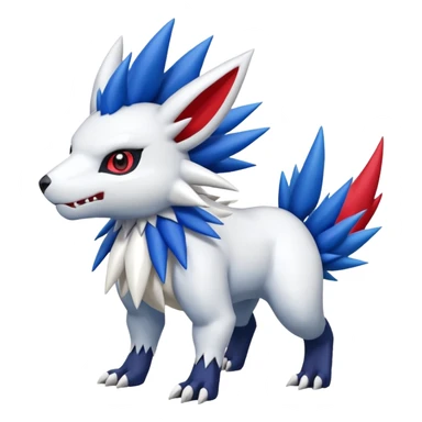 Garurumon-Shaymin-Zangoose-Absol-fusion-hybrid-creature (full body) sticker