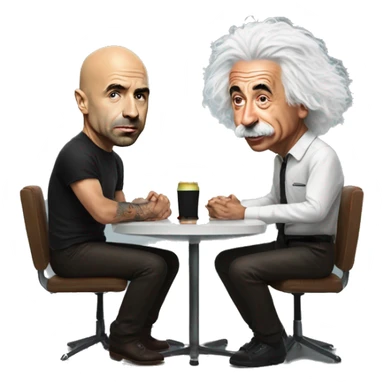 Joe Rogan doing a podcast with Albert Einstein sticker