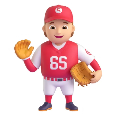 baseball player, smiling, holding a glove, simple details, 3D emoji style sticker