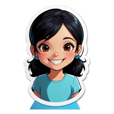 smiling girl with black hair sticker