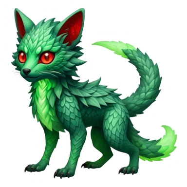 Cool Edgy Green Red ethereal badass Fionbri-Vernid-Trico-animal-creature full body sticker