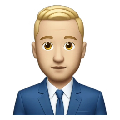 mac miller with a blonde comb over skin fade wearing a blue suit sticker