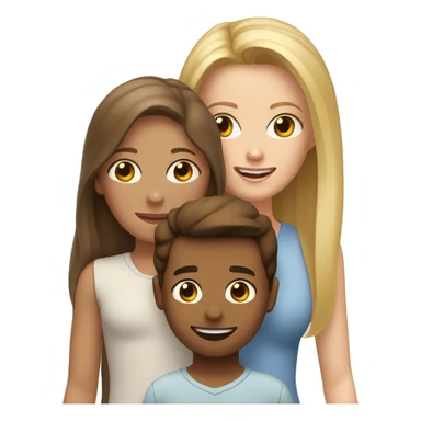 one long brown hair woman and one long blonde hair woman with brown haired toddler boy sticker