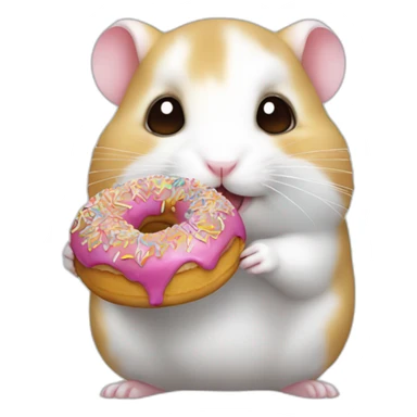 white color hamster eat choco donut sticker