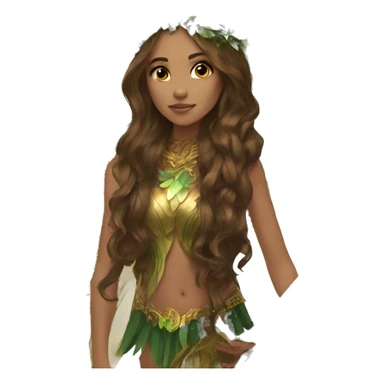 big wings, Beautiful, fairy, gold, brown, dark green, green, long hair sticker