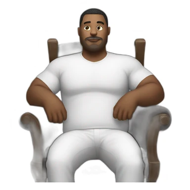huge man with white cat on the chair sticker