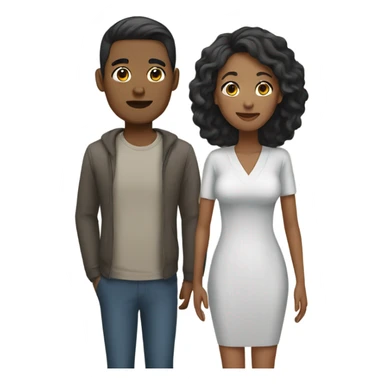 Black woman and Asian man couple sticker