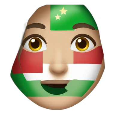 long haired brunette with brown eyes holding bulgarian flag sticker