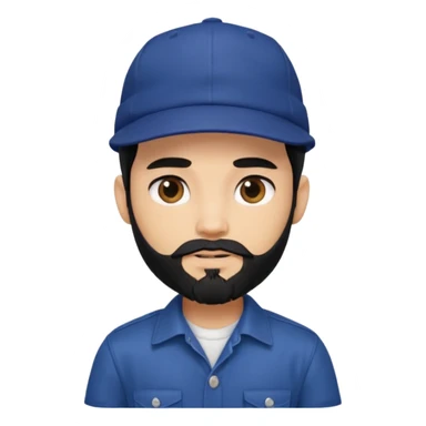 generate a fair pretty bratz boy wearing a dark blue cap and  button up shirt. Handsome

bearded and handsome

hair black long sticker