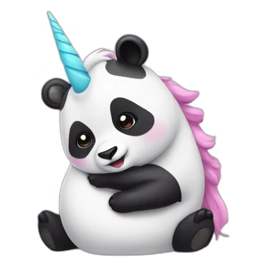Panda hugging unicorn sticker
