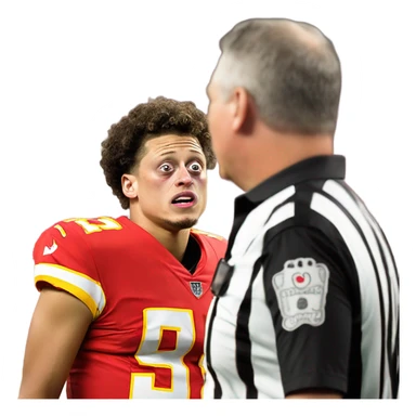 Patrick Mahomes crying to a ref sticker