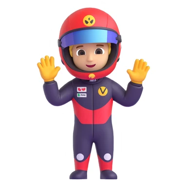 Sebastian Vettel as an emoji, waving in a racing suit sticker