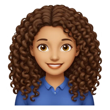 Woman light brown skin long dark curly hair sticker