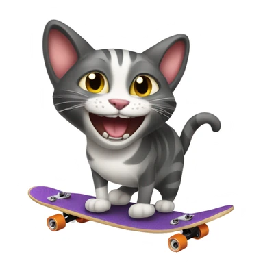 Cat with big smile in the longboard sticker