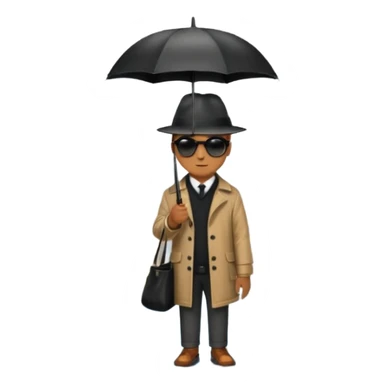 Man with umbrella + streetlight reflection sticker