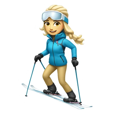 Long blonde haired female skier skiing on the slopes of whitefish Montana sticker