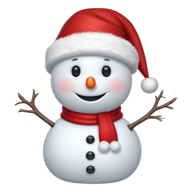 snowman wearing red hat of santa claus sticker