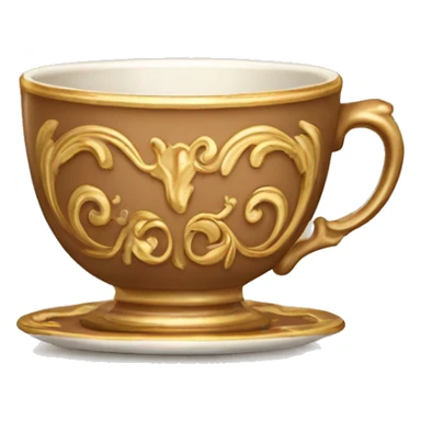 Light brown and gold vintage rococo coffee cup  sticker