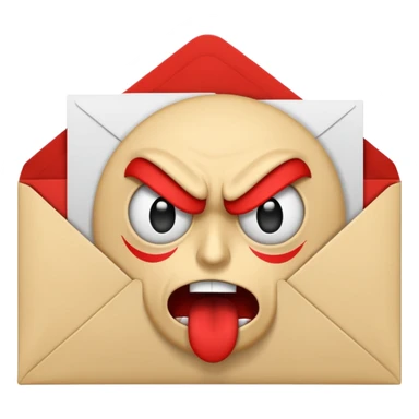 Envelope with bill in it. The envelope has a mad face sticker