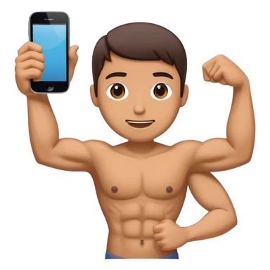 a mobile Phone with arms to the side of the phone flexing sticker