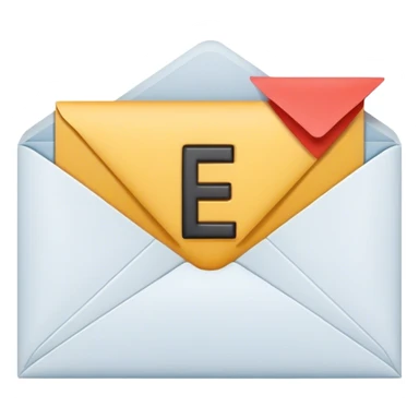 An envelope with a letter E infront of it sticker