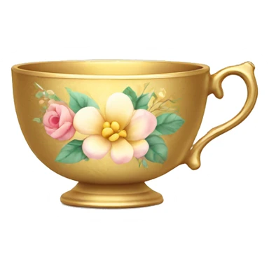 Gold teacup with floral pattern  sticker
