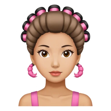 asian girl with hair roller sticker