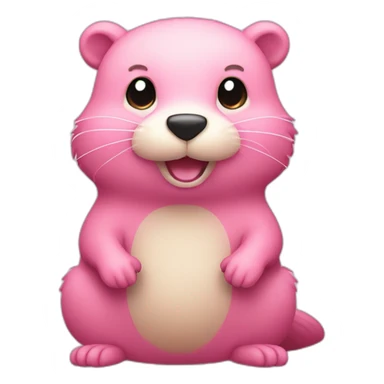 light-pink-fur-kawaii-beaver-with-big-tail sticker