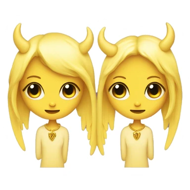Yellow gemini twins one with angel wings other with devil horns  sticker