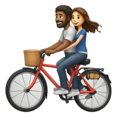 Man riding bike with girlfriend  sticker