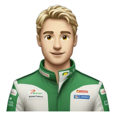 Smart young man in formula one car sticker