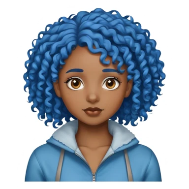 black girl with blue curly hair sticker