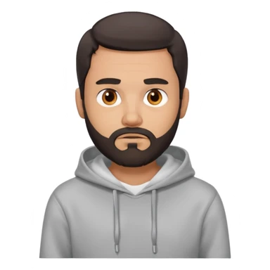 Uomo adulto con la barba capello moro occhi marroni metà busto e vestito con una felpa grigia e maglietta bianca espressione cattiva sticker