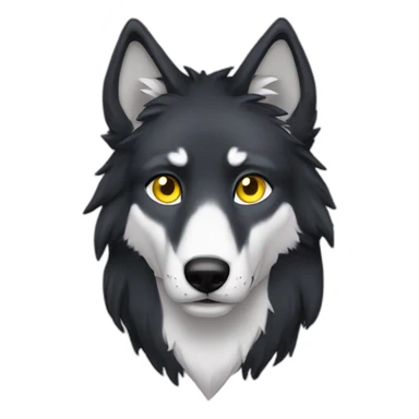 Young man long black hair wolf ears yellow eyes sticker