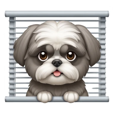 cute all grey shih tzu peeking through window blinds sticker