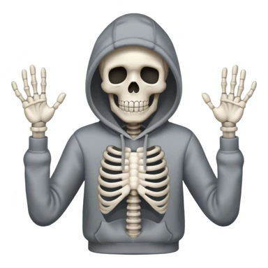 The shrug emoji but a skeleton with a black hoodie sticker