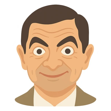 realistic icon of Mr. Bean's face, color, with subtle shading sticker