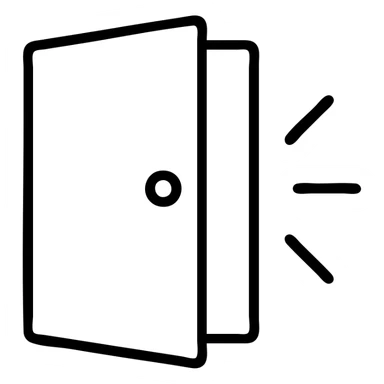 symbolic icon of a door opening to a bright future, minimal lines sticker