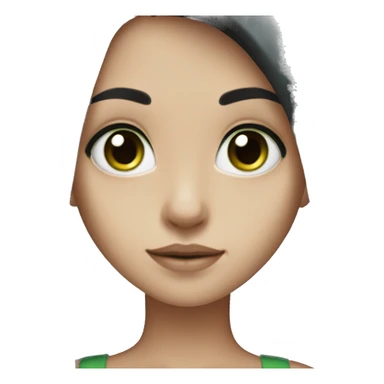 skinny girl with long black hair, pale skin, green eyes and black tank top  sticker