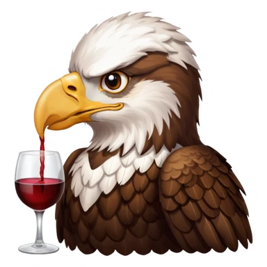 Real picture of a eagle bird with the word Thirsty Thorpies on her chest drinking wine  sticker