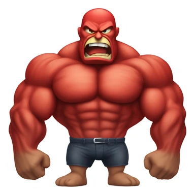 Very muscular angry red apple man sticker